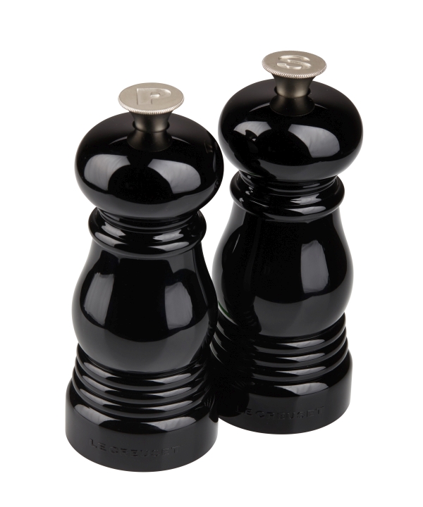 Le Creuset Salz- und Pfeffermühlen Set in Farbe Schwarz glänzend Le Creuset Mühlen-Set Schwarz Glänzend Klein