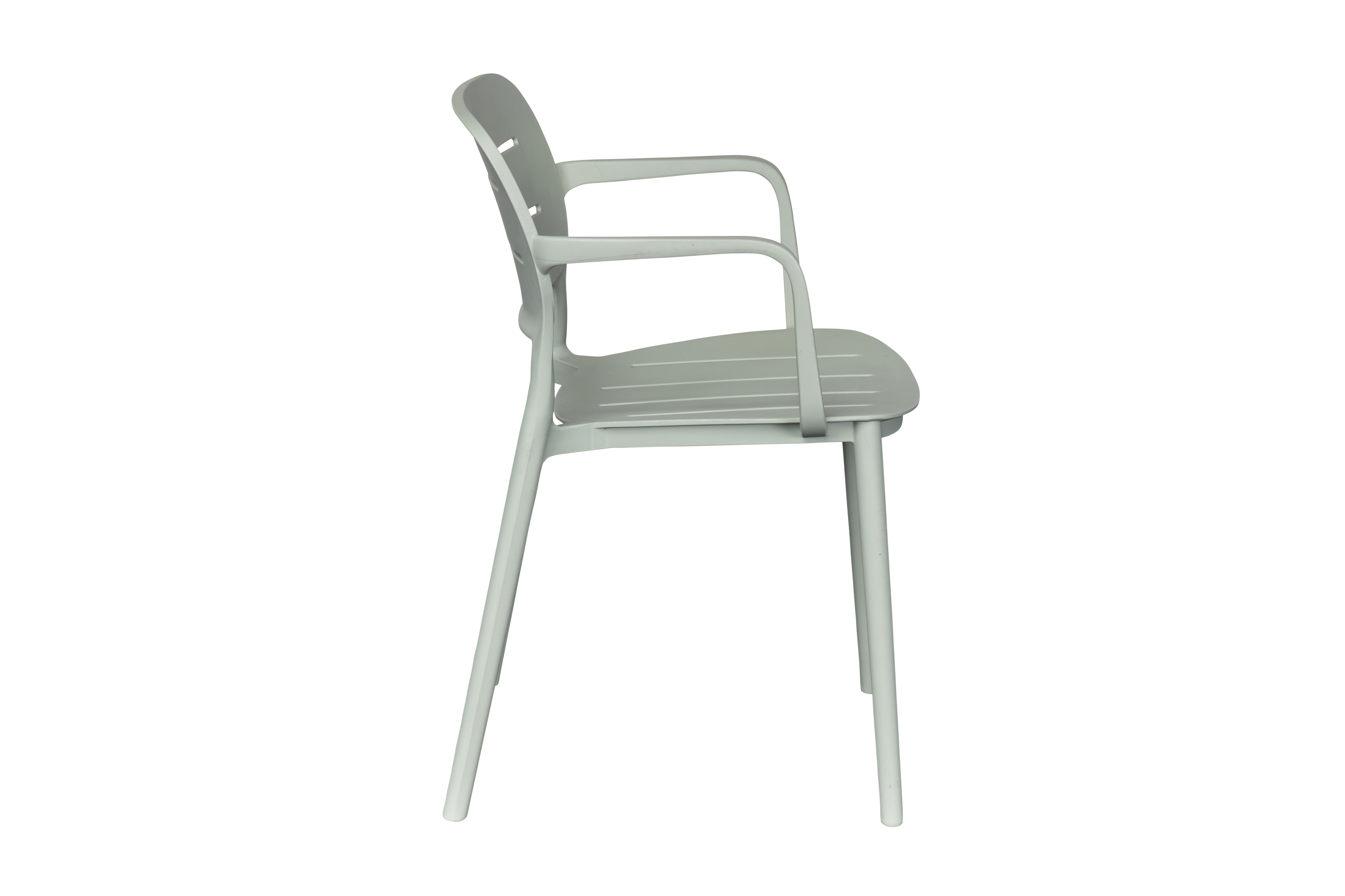 Stapelstuhl VETI in Grün, Gartenstuhl, Sitzstuhl, Metallstuhl, Grau, Glatte Oberfläche