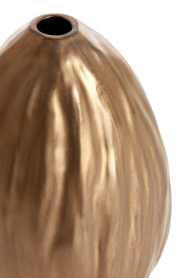 Vase Deko CACTA in Keramik matt kupfer