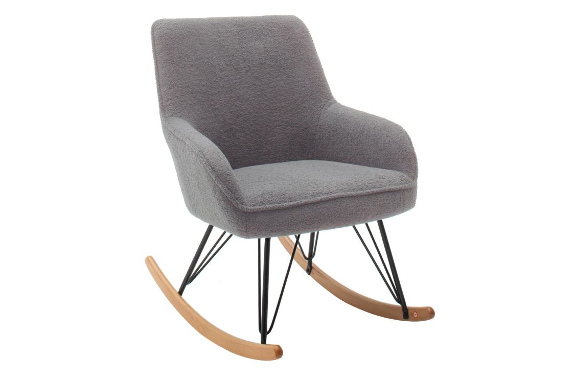 MCA Furniture Schaukelstuhl Oran, Stoff Freinflor grau, Kufe eichefarbig