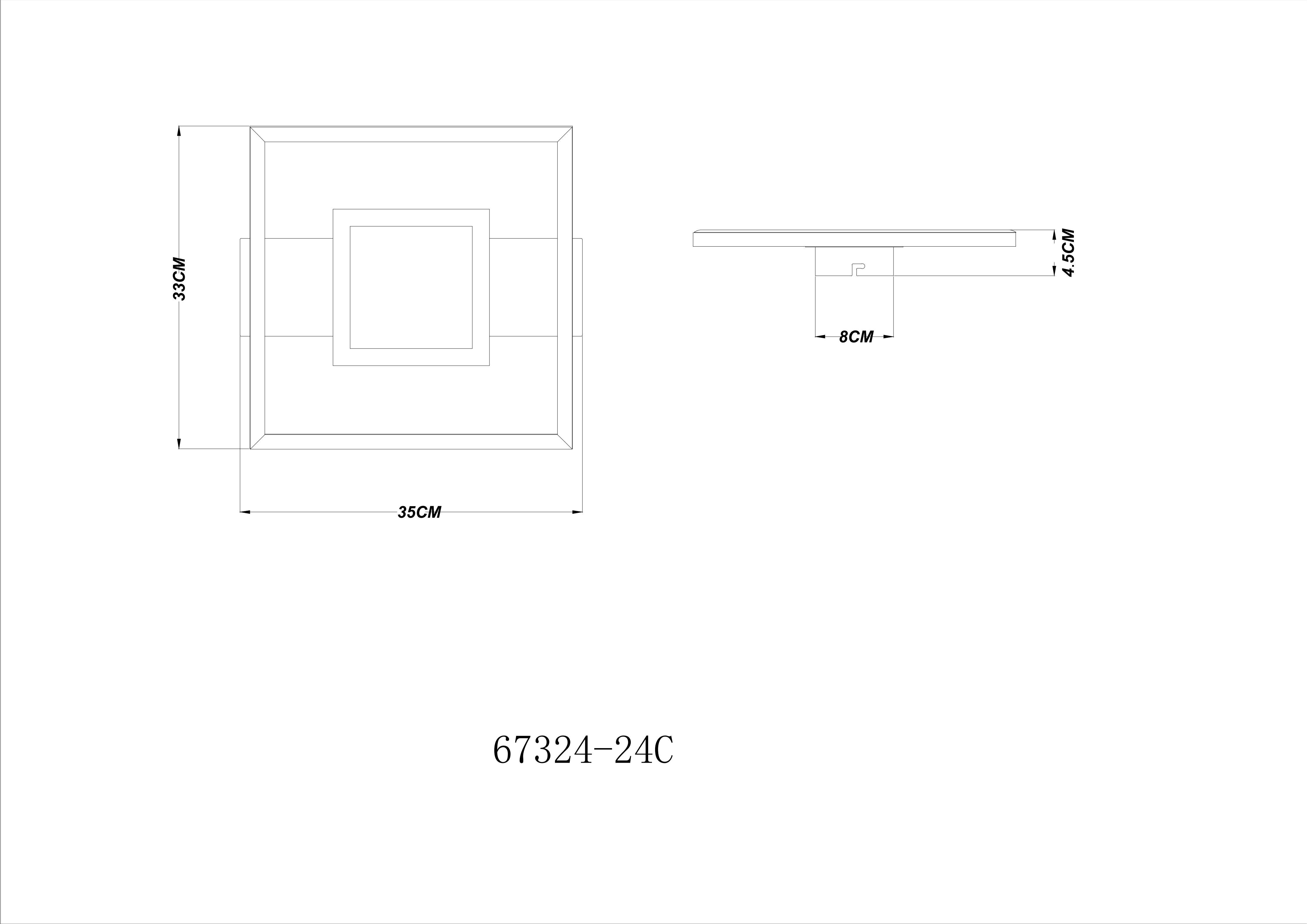 LED-Deckenleuchte in Fb. Weiß Matt, kaffee, opal, Schatten-Box, Quadrat-Rahmen, Wand-Wahrschra, Dimensionale-Zeichnung, Metallrahmen