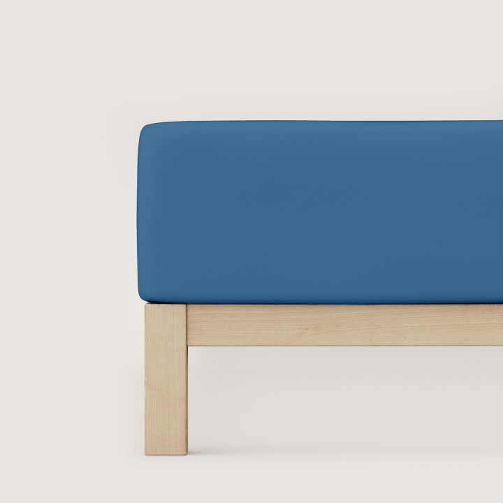 Schlafgut Pure Boxspring Spannbettlaken ca. 90x190-100x220cm in Farbe Blue Mid