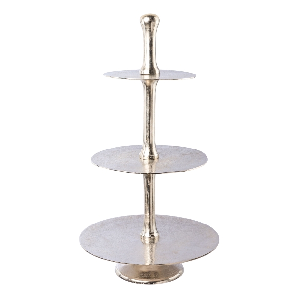 Etagere Aluminium WITEK in Silber / Metall, vierstufiges-Tortenstativ, Tiered serving stand, Etagere, Metall, silber