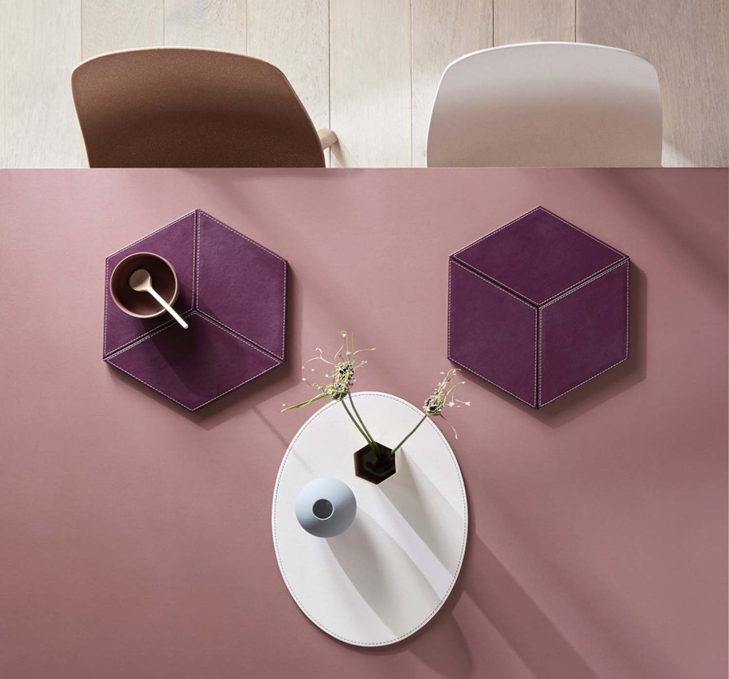 Profino DUO - Platzset oval, pflaume/elfenbein