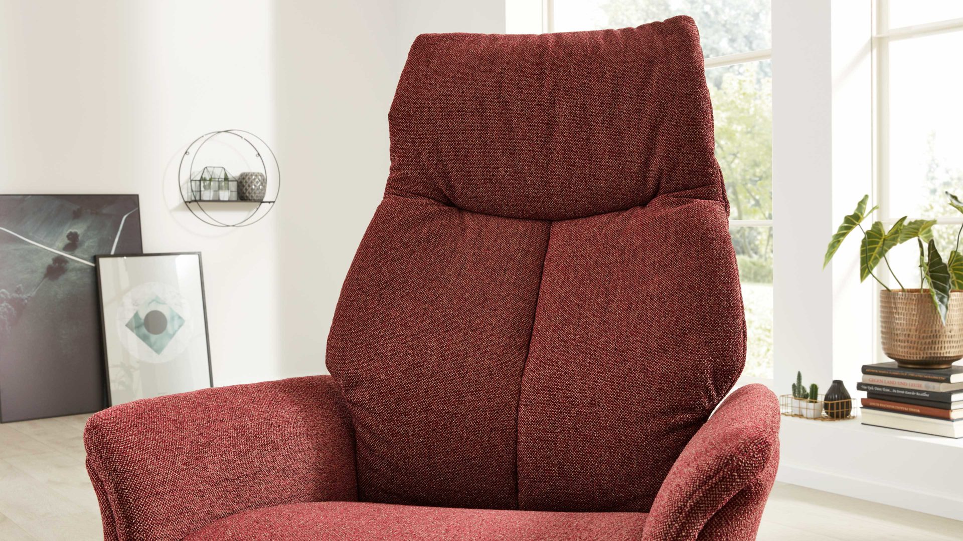 Interliving Relaxsessel, 2-motorisch IL-4550 in Stoff Melange chianti/Sternfuß anthrazit 