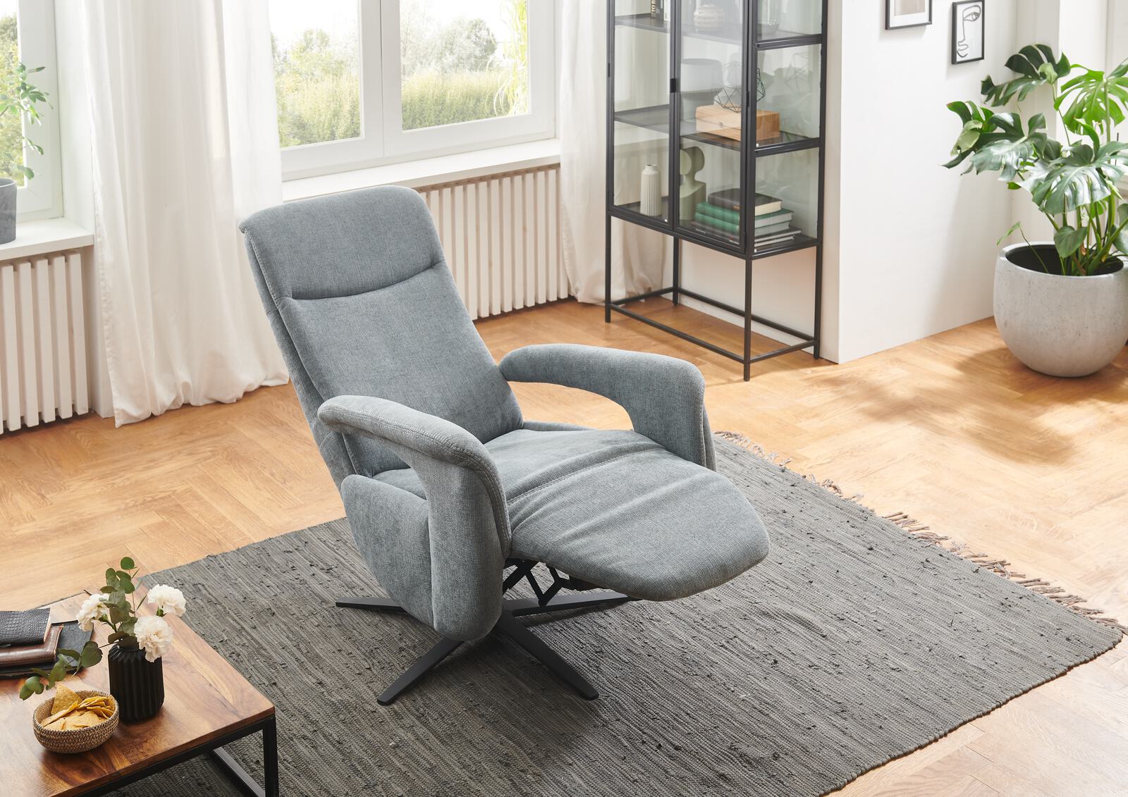 OrthoSedis Relaxsessel in Stoff Milan steel mit Sternfuß