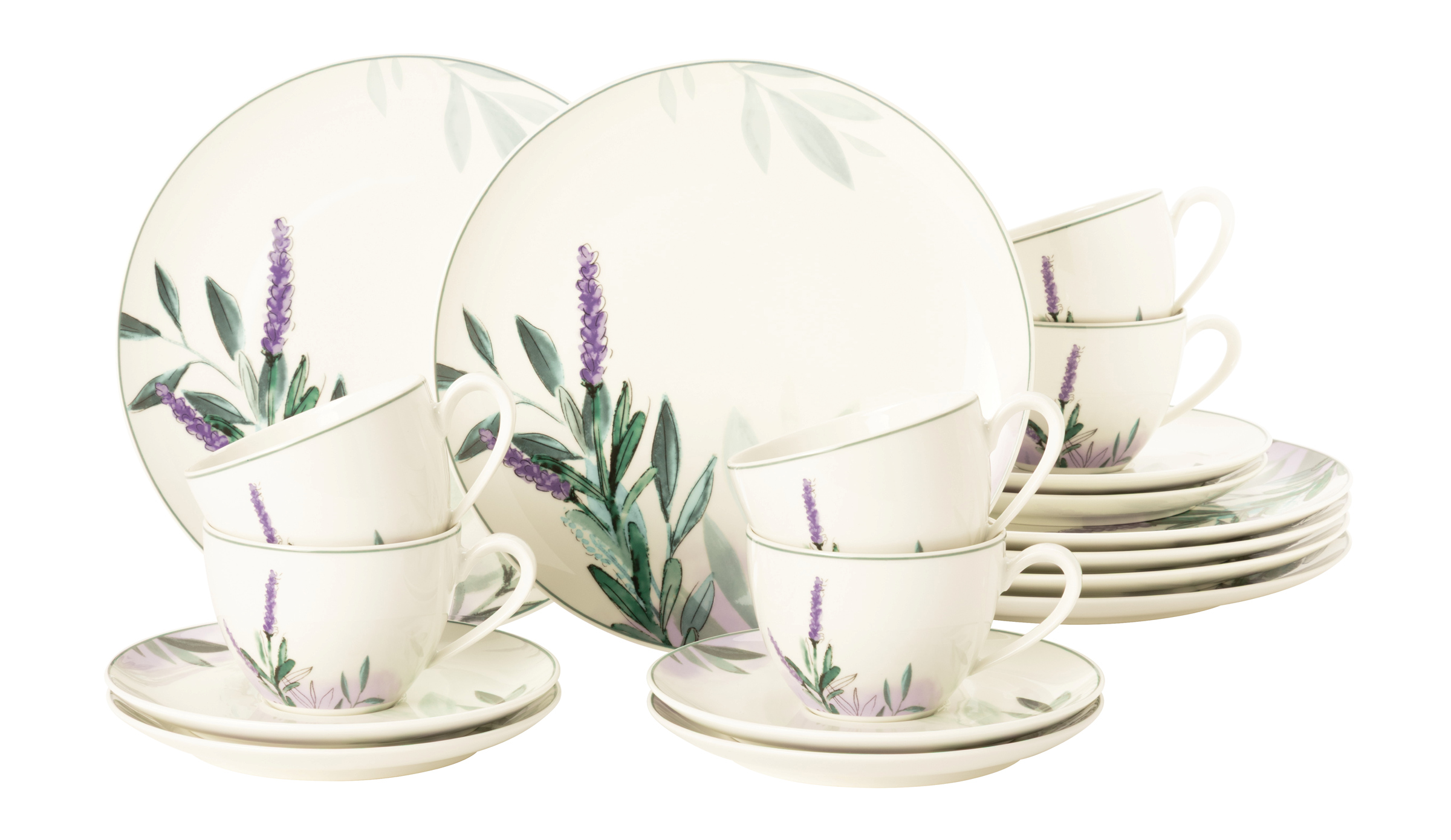 Seltmann Weiden Kaffeeservice 18-teilig Savona 65647 Provence , Teller, Tassengeschirr, Lavendelmotiv, Porzellan, Geschirrset