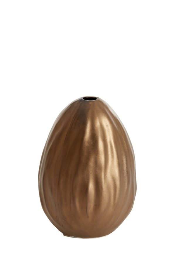 Vase Deko CACTA in Keramik matt kupfer