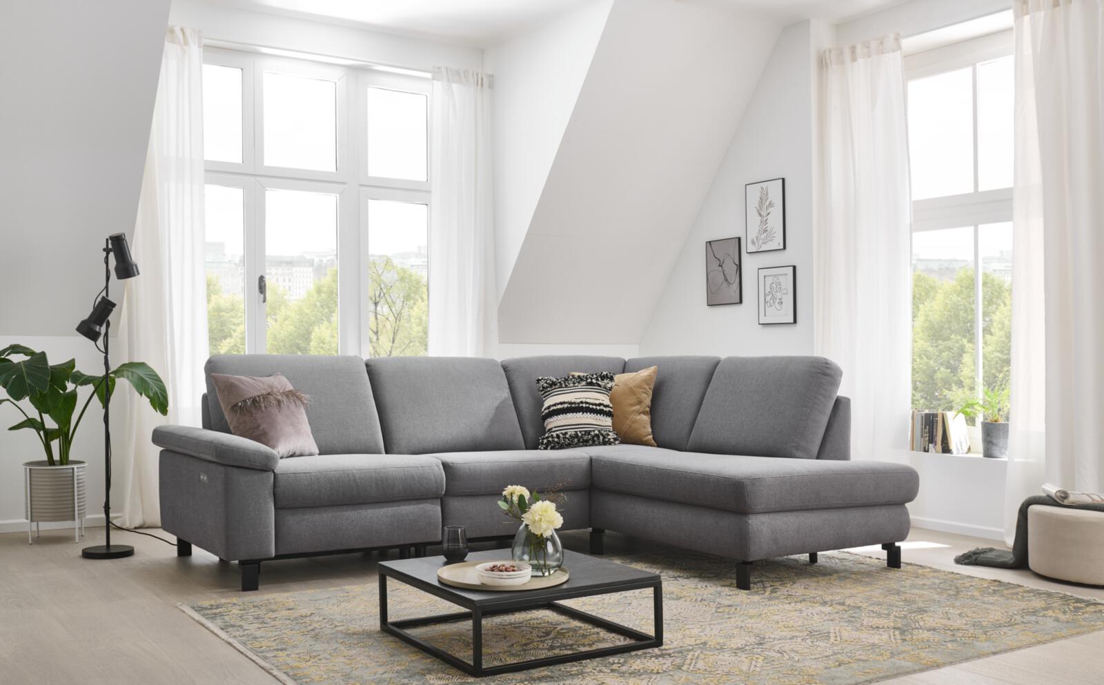 Polsterecke COAST PLUS 2.0 ca. 266 x 220 cm in Stoff Easy Care platin
