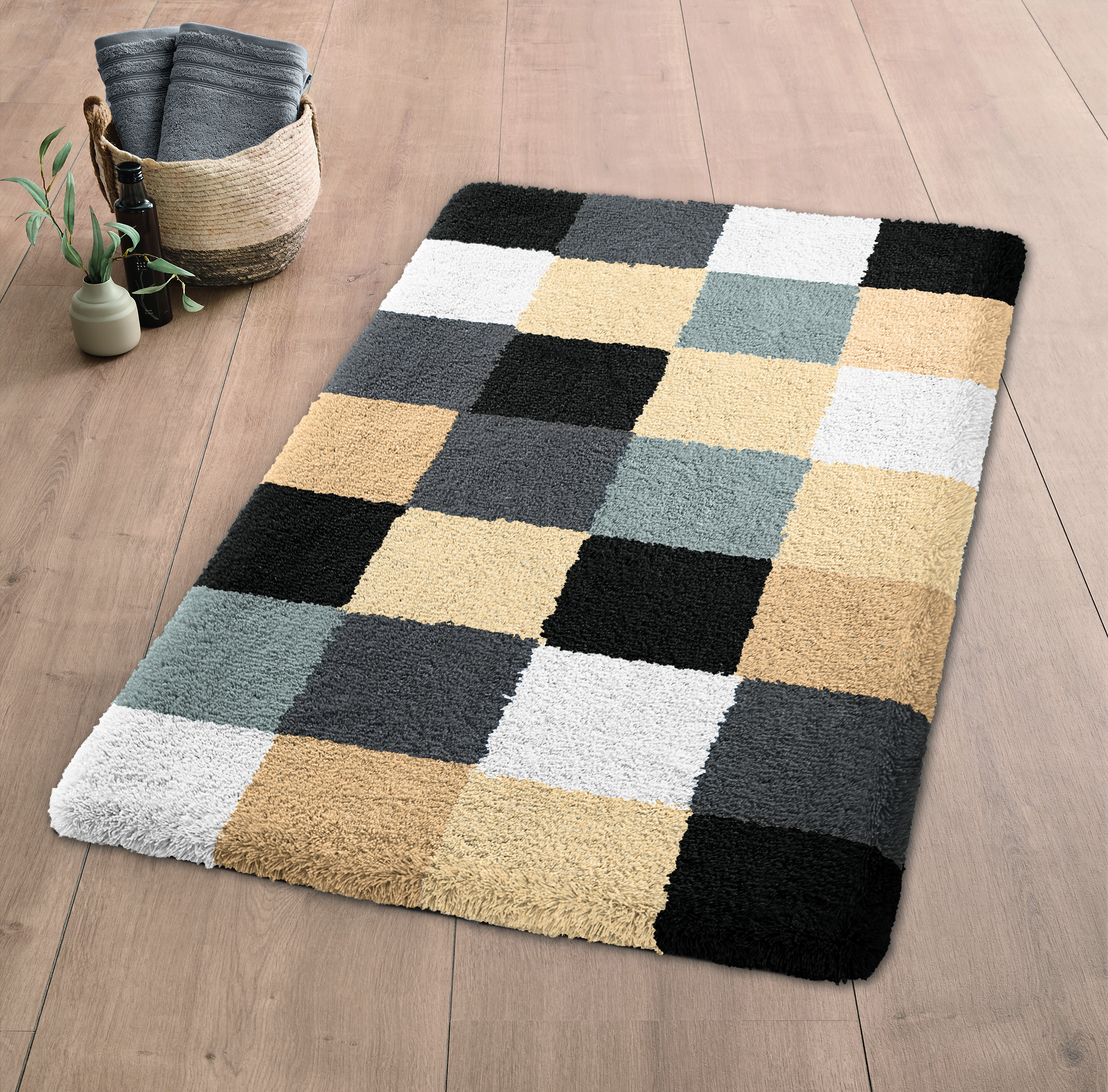 Kleine Wolke Badteppich CARO ca. 60x105cm in Farbe Schwarz