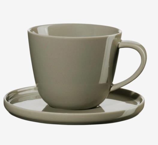 ASA Selection Kaffeetasse mit Unterteller COPPA in Farbe grün, Kaffeetasse, Kaffeebecher, Keramik, Becher, Untertasse