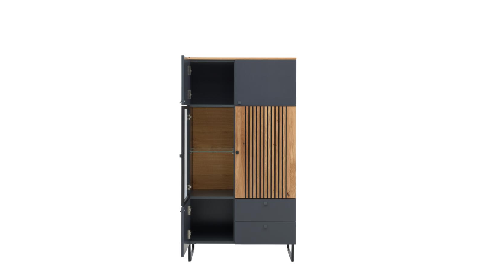 Interliving Highboard INTERLIVING-5605 B/H/T ca.86x158x42cm in Lack quarzgrau