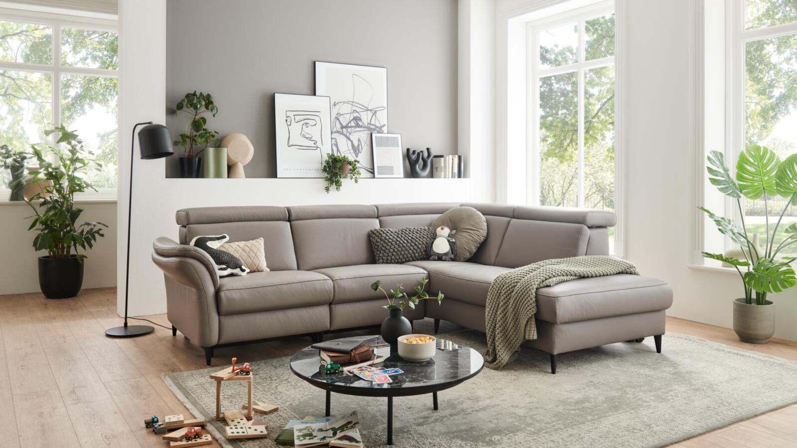 Modulmaster Polstergruppe MM-PN1209 ca. 257x209cm in Leder Torro granit, Dekoration für Zuhause, Mobiliar, Wohnzimmer, Tabelle, Couch