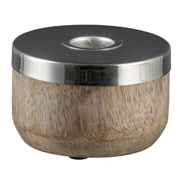 Gasper Holz Kerzenhalter in Farbe Silber