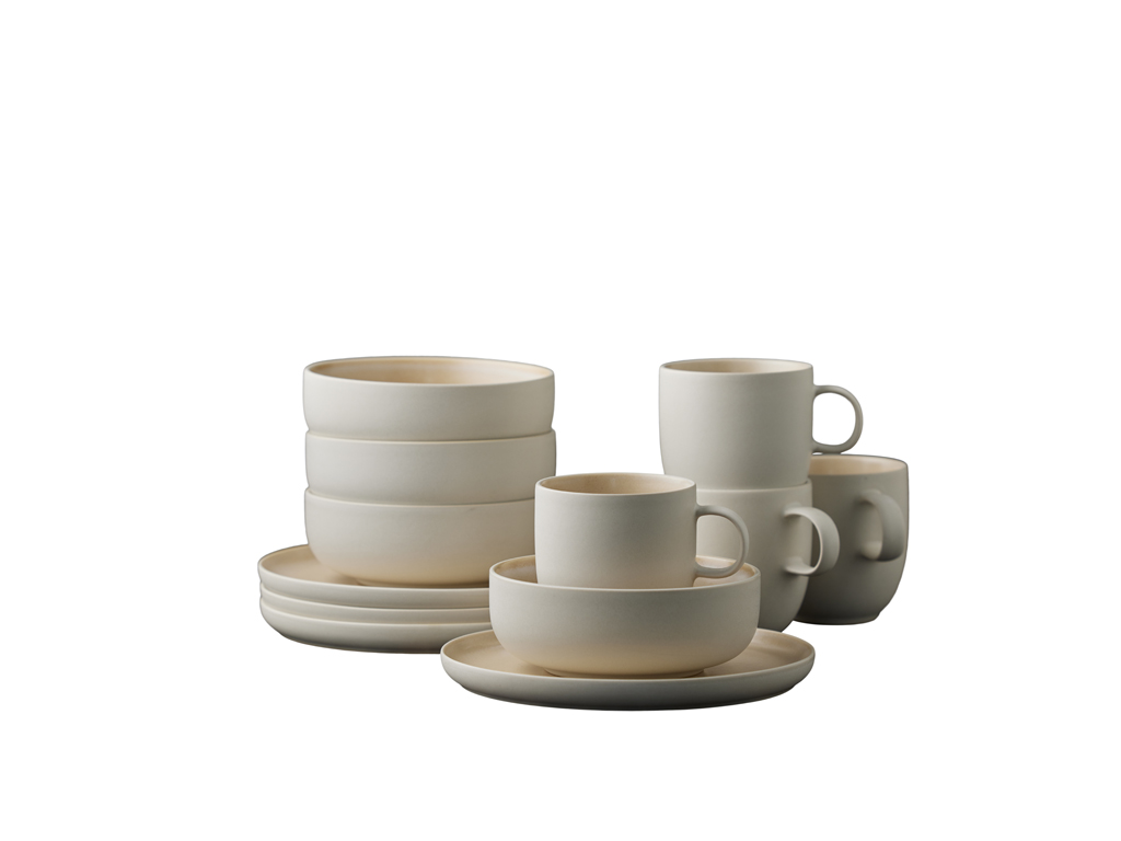 F&H Brunch-Set STUDIO ROUND NORTH in Farbe Matte white/Matte sand