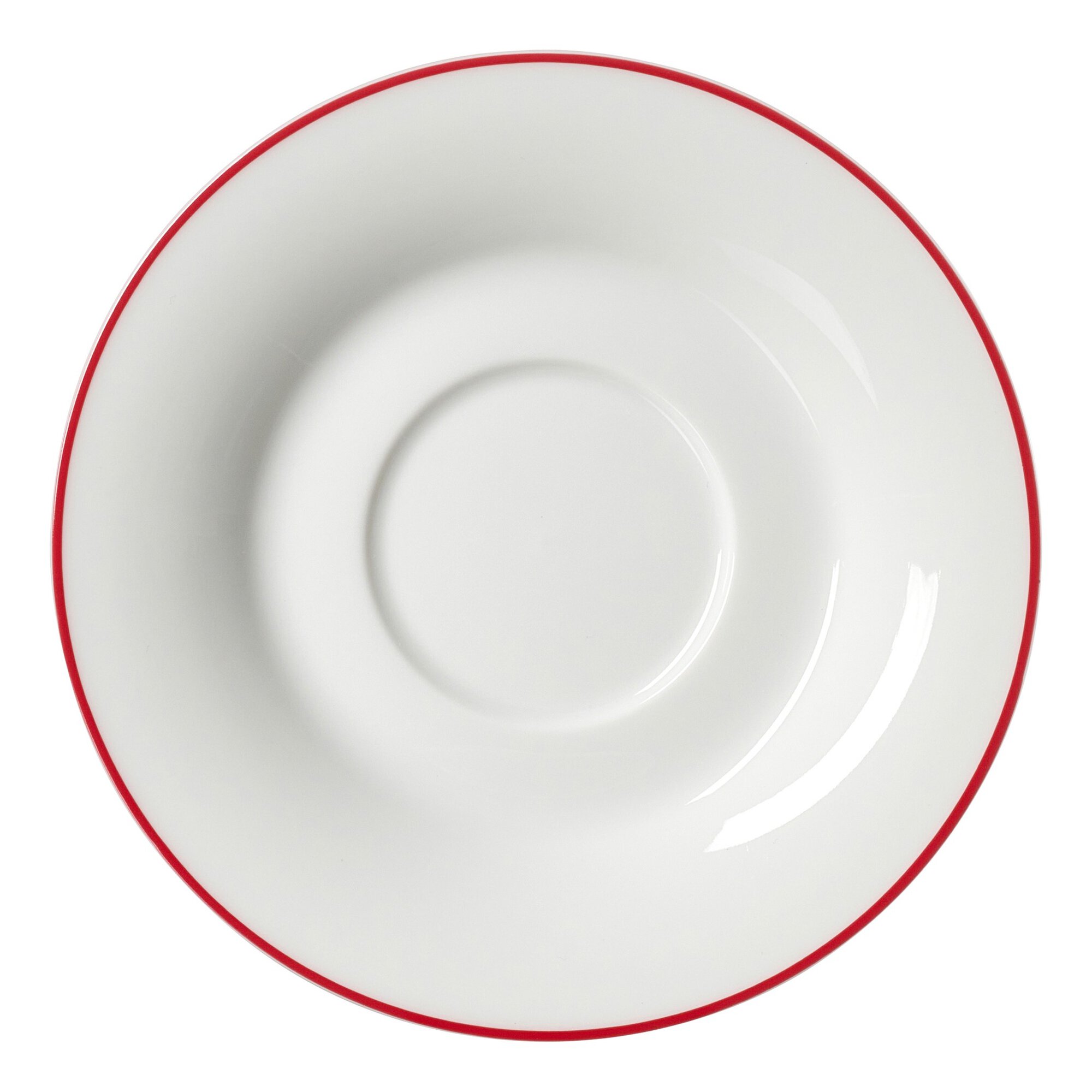 Ritzenhoff & Breker Tee-Untertasse OSTFRIESE 12,5cm aus Porzellan rot/weiß Ritzenhoff & Breker Tee-Untertasse OSTFRIESE 12,5cm aus Porzellan rot/weiß, Teller, Tischservice, Weißes Porzellan, Roter Rand, Untertasse