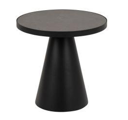 Actona Couchtisch SOLI Ø ca. 45,7 cm in Tischplatte Fairbanks schwarz/Gestell Metall schwarz matt