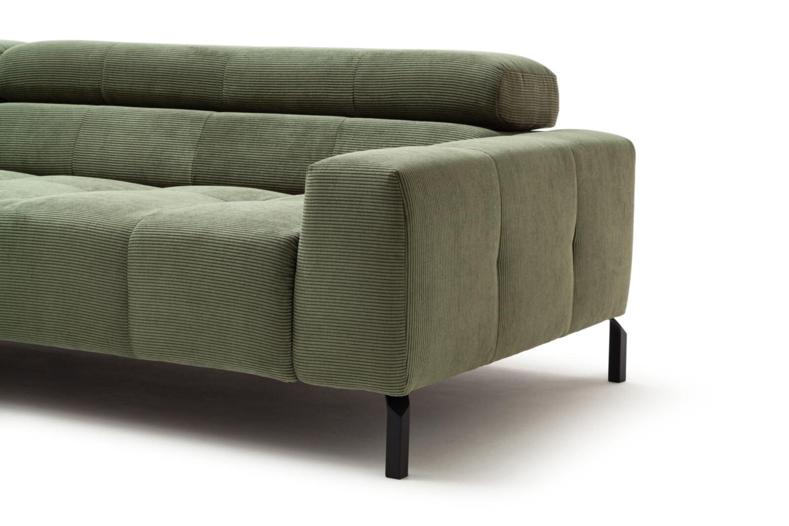 Candy Polsterecke CLEVELAND ca. 219x276cm in Stoff Feincord oliv, Couch, Mobiliar