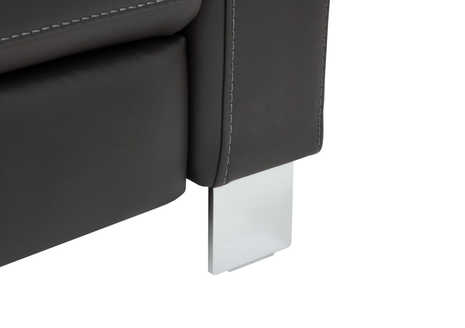 Hukla Sofa 3-sitzig VS-HU1064 Breite ca. 218cm in Leder Torro anthrazit, Kissen, Dekoration für Zuhause, Couch, Mobiliar