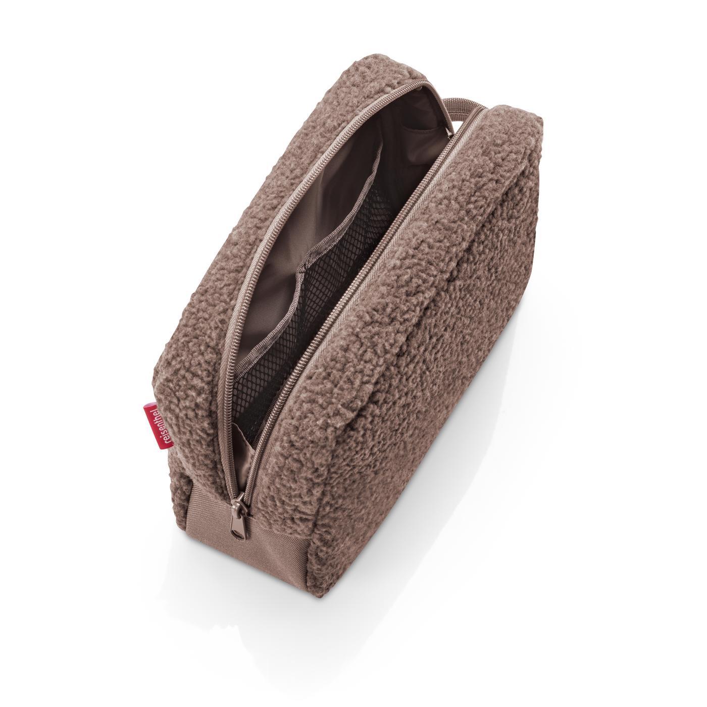 Reisenthel COSMETICPOUCH M in Farbe teddy chocolate, Tasche, Kosmetiktasche, Kuschelig, Reißverschluss, Netzfach