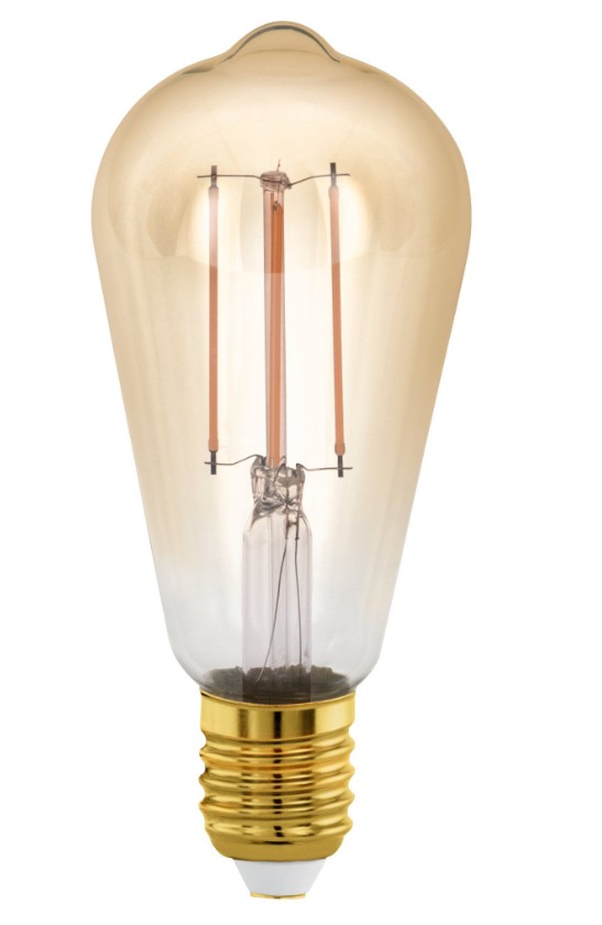 Eglo Leuchten LED-Leuchtmittel AMBER in Farbe Amber, Glühbirne, Birne, E27 Fassung, Glühlicht, Sockelgold