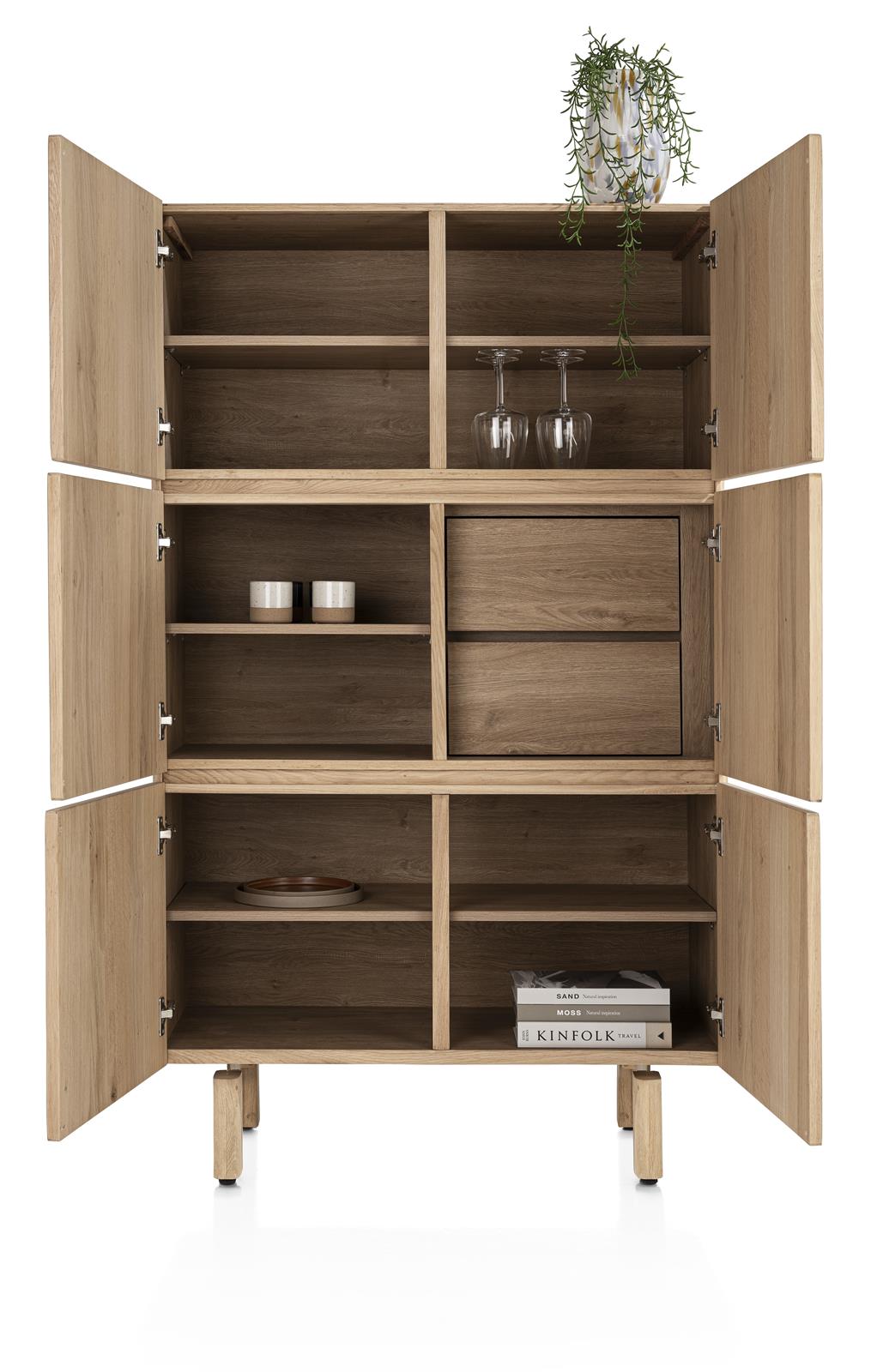 Henders & Hazel Highboard AZULO ca. B100 H170 T42 cm in Eiche furniert natural sand, Schrank, Vorratsschrank, Holzschrank, Schubladen, Offen/Kompakt