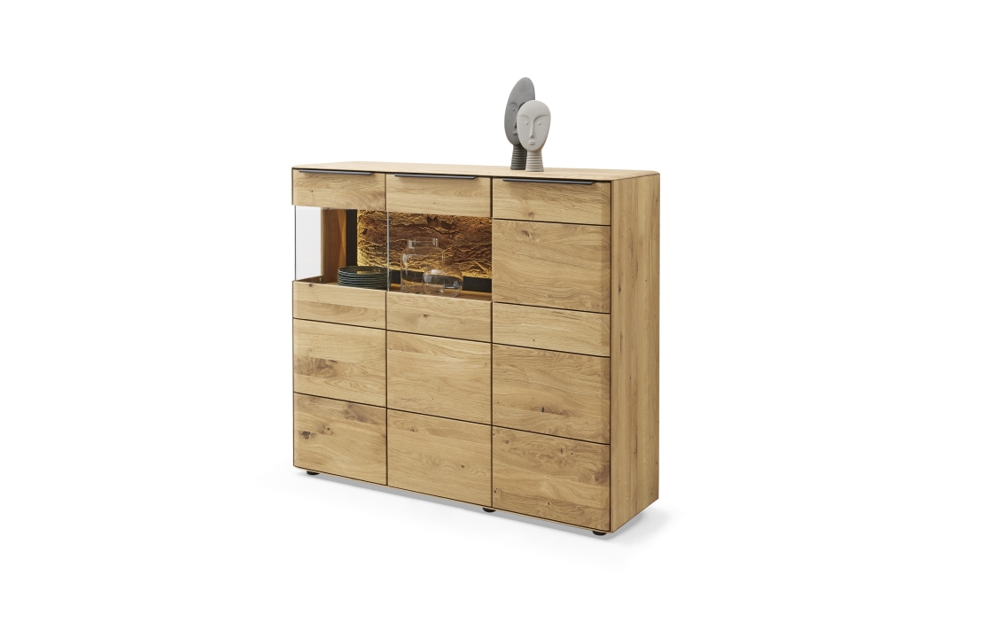 Musterring Highboard Puerto, ca. 137 x 120,3 x 39,5 cm in Asteiche geölt
