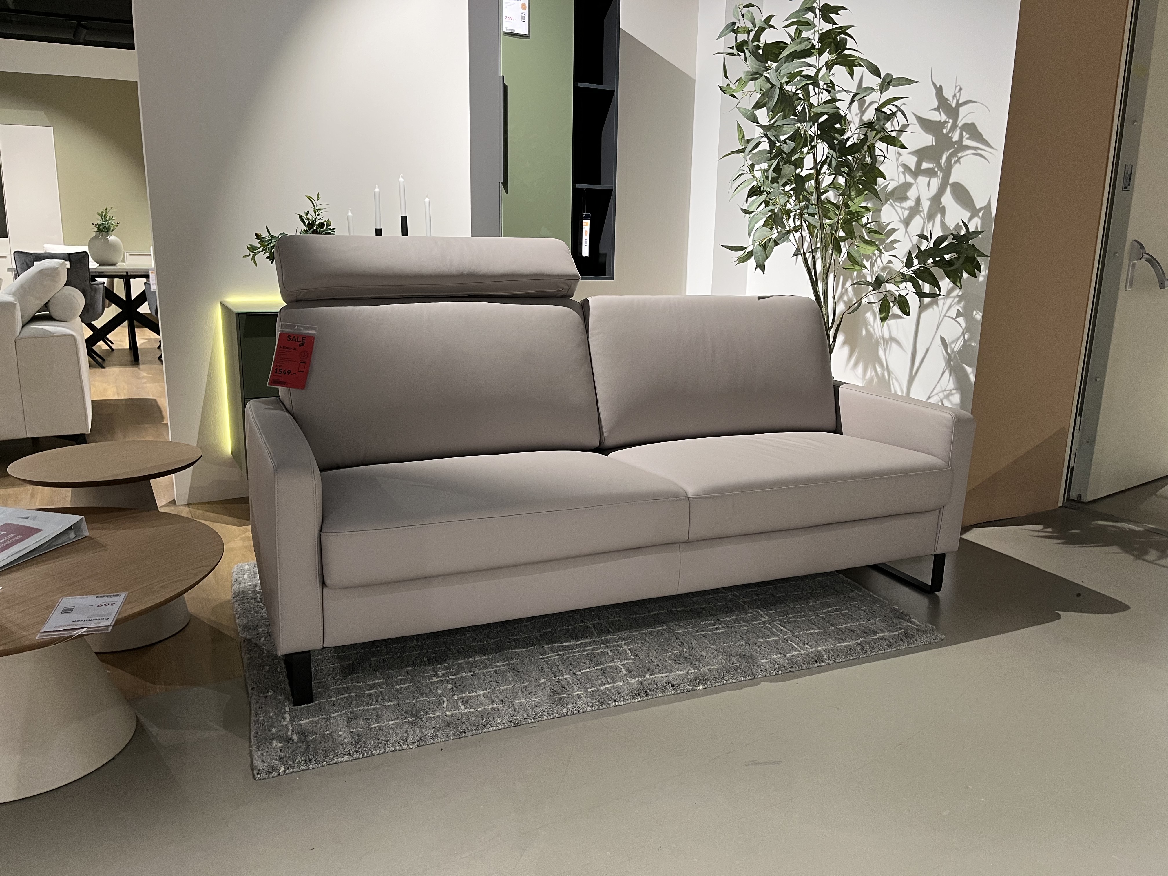 Carina 3-Sitzer XL ANUK in Leder soft line light grey