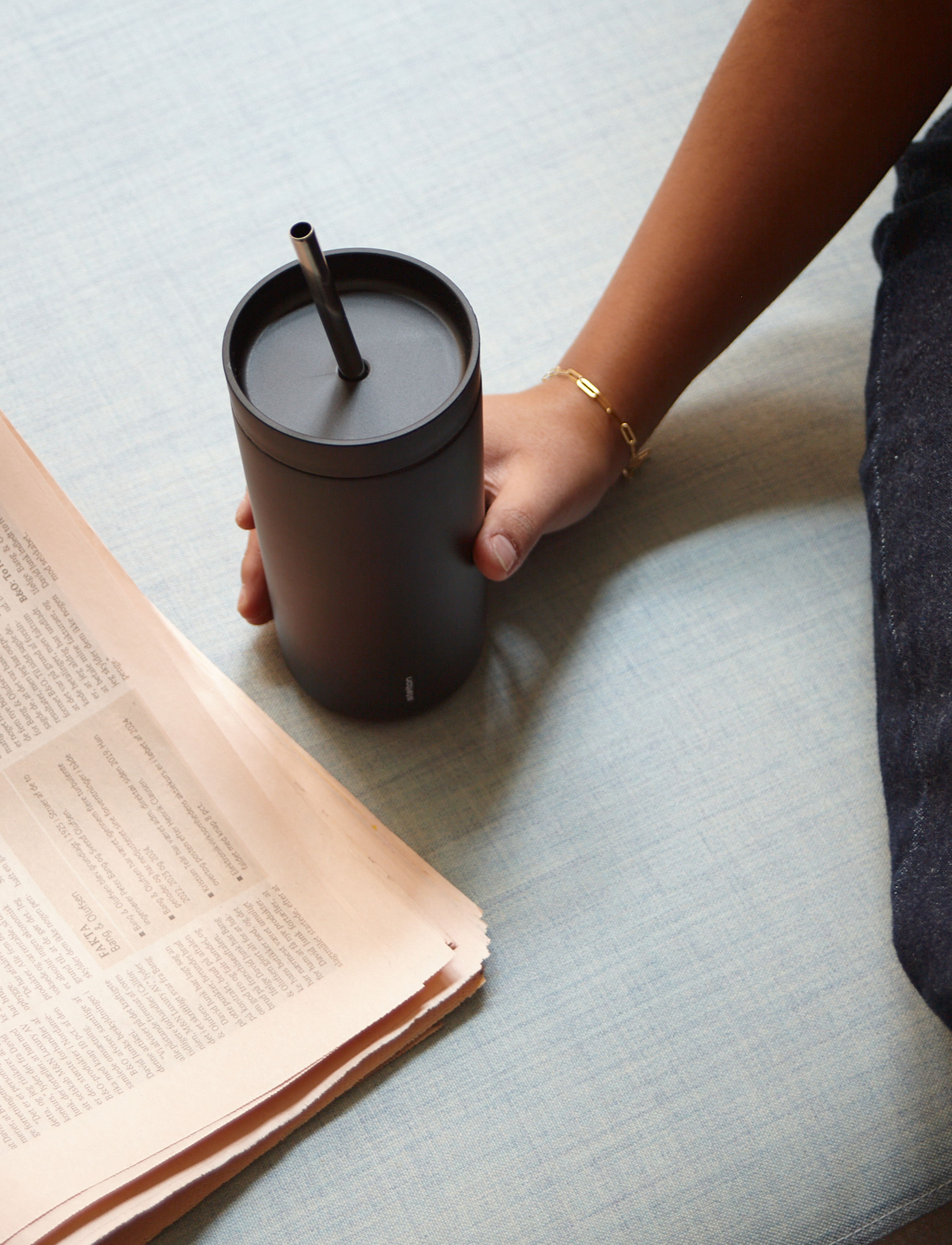 Stelton Thermobecher mit Strohhalm To Go Sip 0,4l in Farbe soft black
