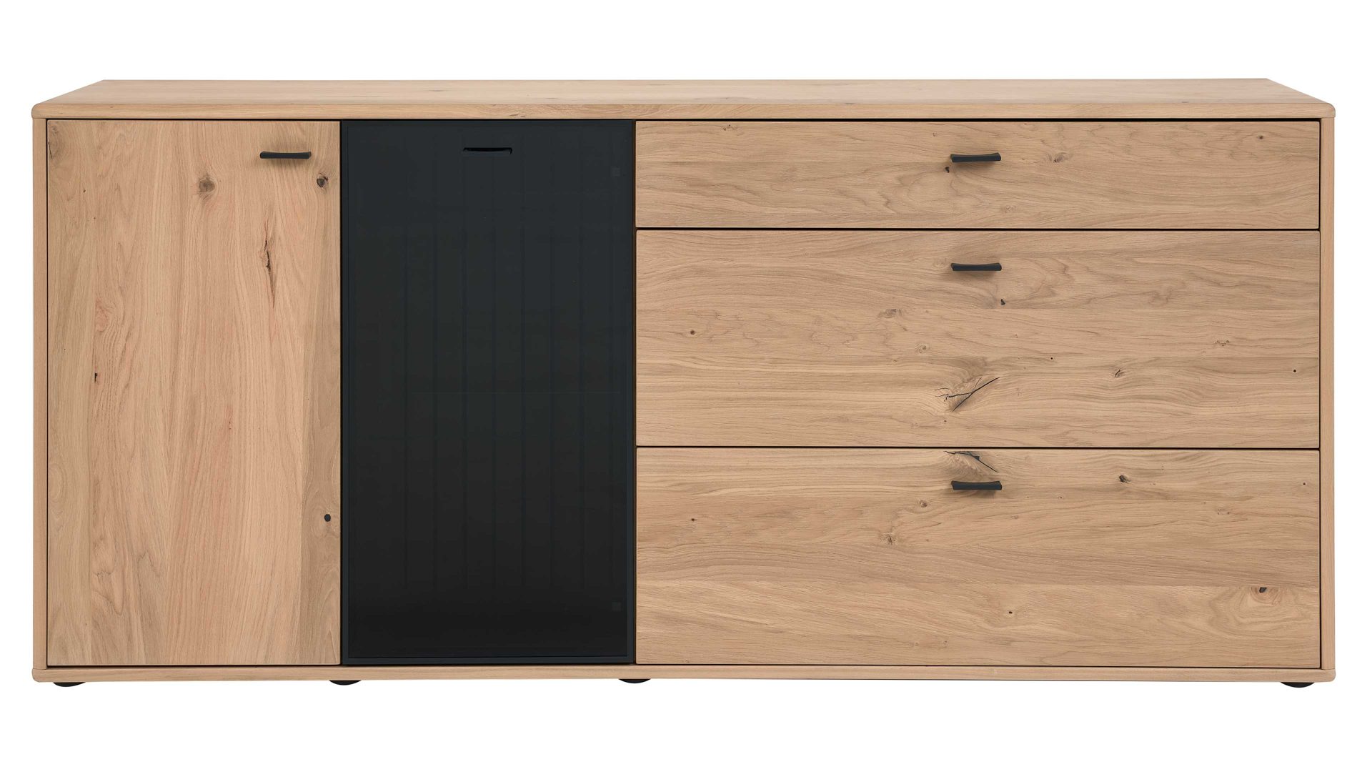 Interliving Sideboard IL 2024 in Eiche furniert/Schwarzglas