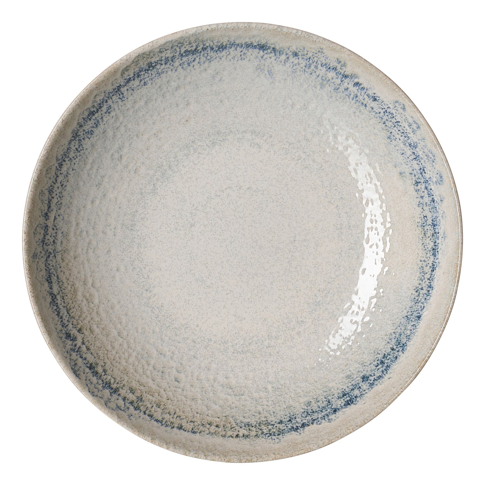 Ritzenhoff & Breker Suppenteller UMBRIA 21cm aus Steinzeug grau/blau, keramischer Teller, runder Teller, blaue Rand, gesprenkelte Glasur, Essgeschirr