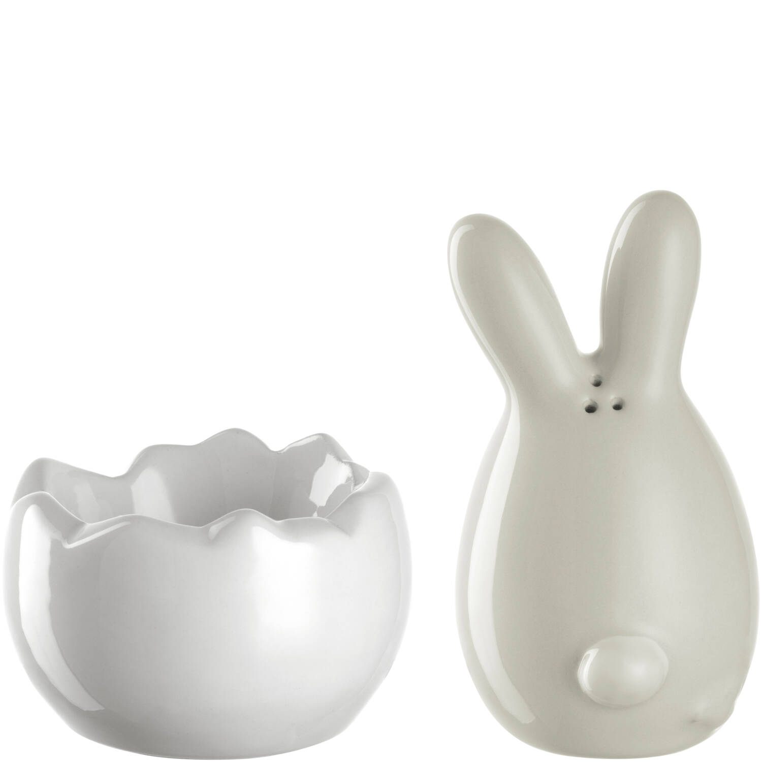 Leonardo Eierbecher rmit Salzstreuer MILO in Farbe creme, Porzellan, Schale, Hase, Dekoration, Keramik