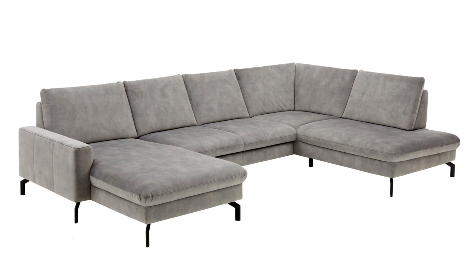 Modulmaster Wohnlandschaft MM-ZE1126 ca. 179x332x220cm in Stoff Amira silver, Sofa, Wohnlandschaft, Grau, Mikrofasern, Kufenfüße