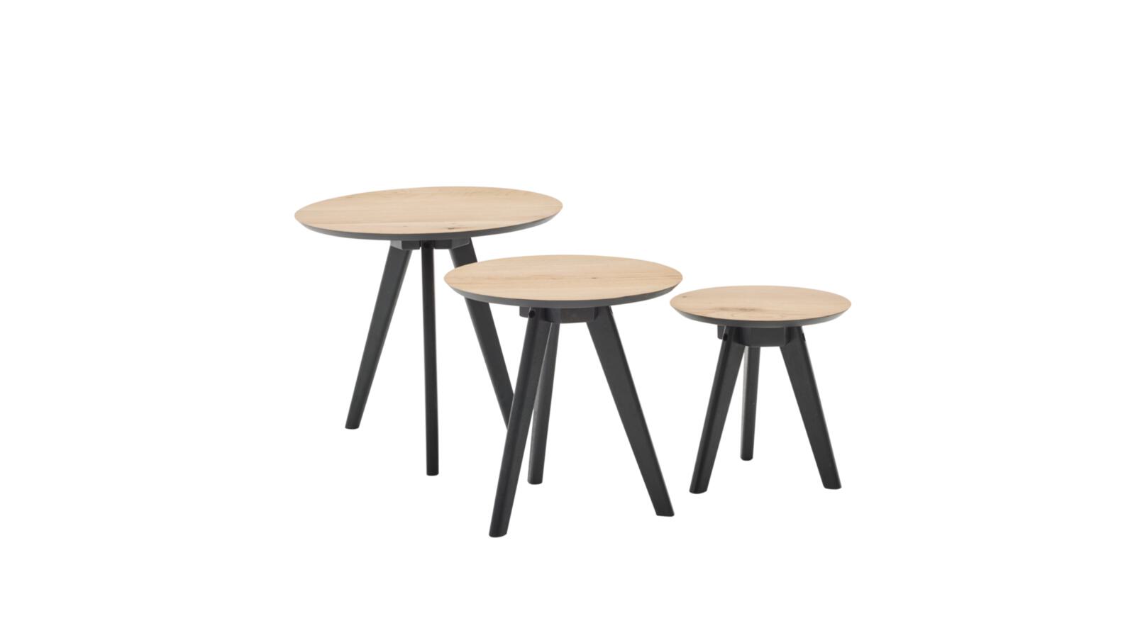 Roomio Couchtisch 3er-Set NO. 2002 mit Platte aus Eiche Echtholzfurnier natur