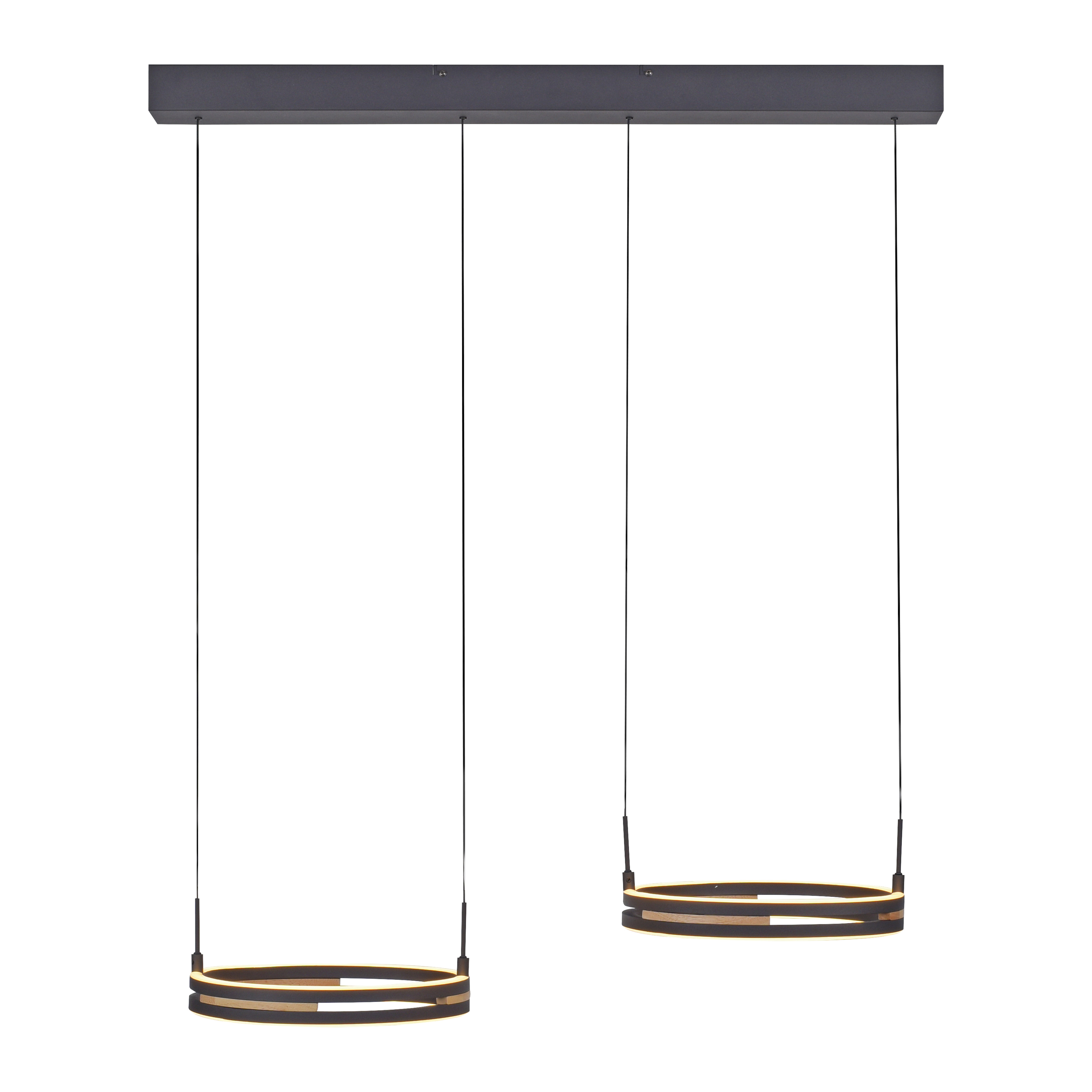 Paul Neuhaus LED-Pendelleuchte SVEJA 4-flammig in Farbe holz-natur Paul Neuhaus LED-Pendelleuchte SVEJA 4-flammig in Farbe holz-natur, hängelampe, pendelleuchte, ringlampe, metall, dunkel