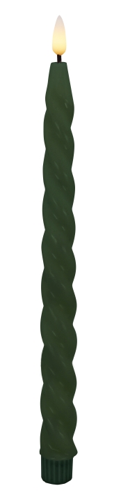 L.C. Wholesaler LED-Dinnerkerze 2er-Set WINTER ca. Ø 2,2, H 26,5cm in green smooth, 2.2x26.5 cm