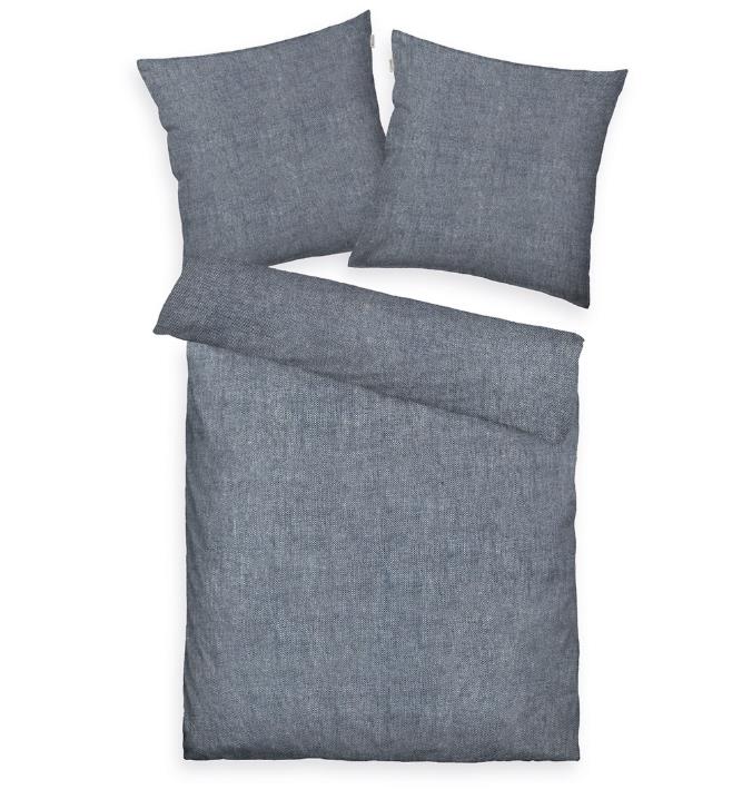 Tom Tailor Bettwäsche Melange Tom Tailor ca. 135x200cm in ca.80x80/135x200cm soft Navy, Kissen, Dekoration für Zuhause, Leinen, Hosen