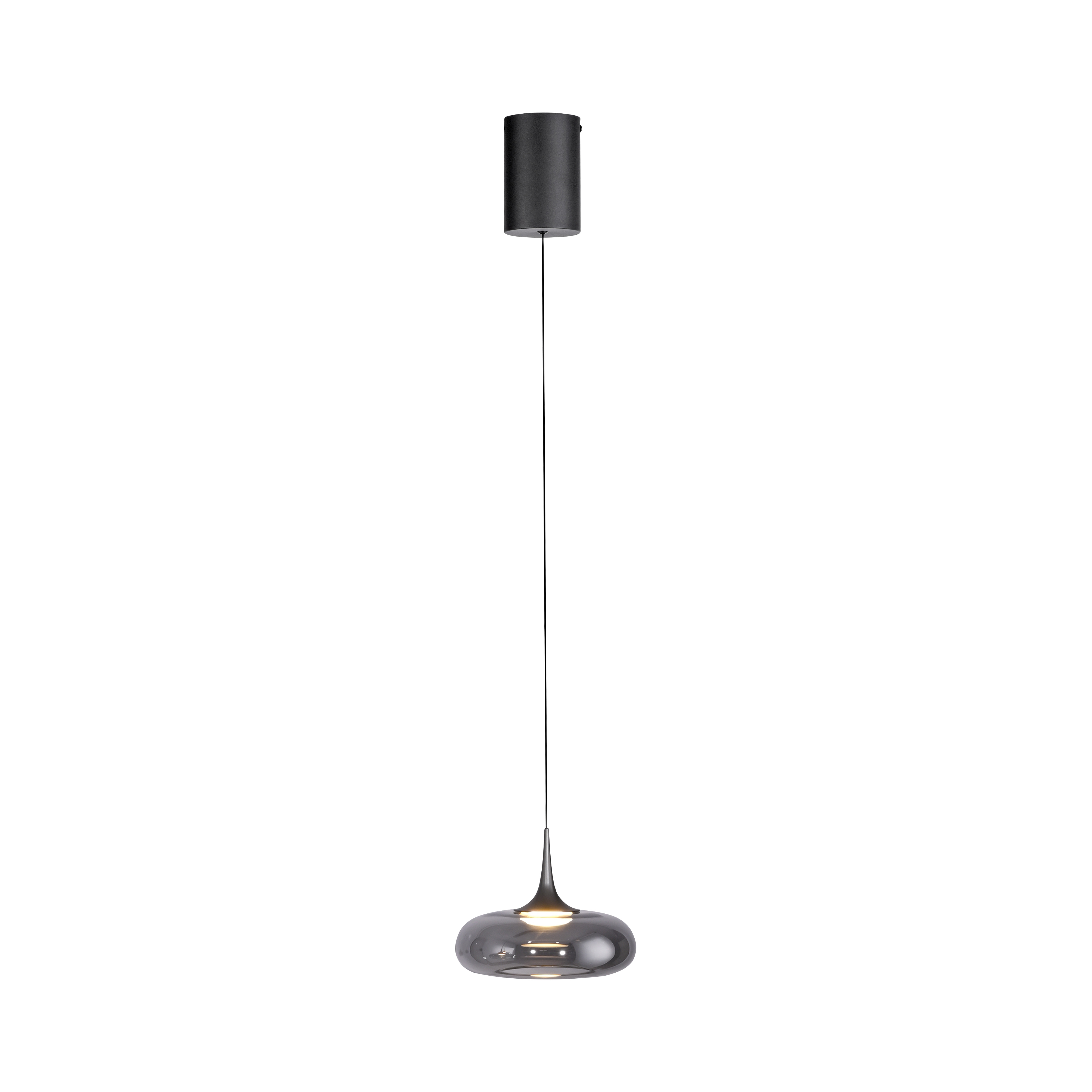 SCHÖNER WOHNEN-Kollektion LED-Pendelleuchte POSH in Grau, Hängeleuchte, Glasschirm, Küchenlampe, Chromoptik, Pendelleuchte