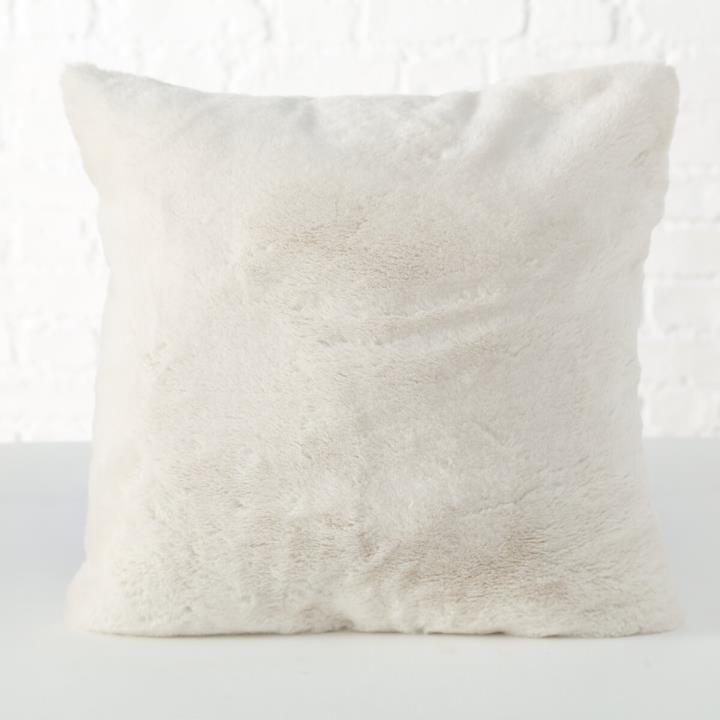 Boltze Kissen Storan in Farbe Creme, Kissenhülle, Kunstfell, Cremeweiß, Unifarben