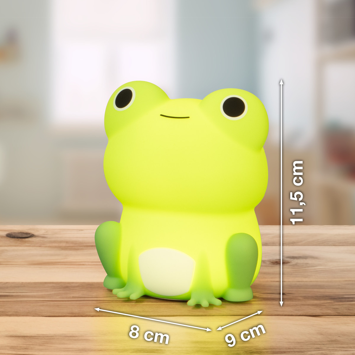 FH Lighting LED-Tischleuchte WILLI in Silikon grün, Froschfigur, Klemmfigur, Kinderzimmer, Leuchtend grün, Spielzeugfigur