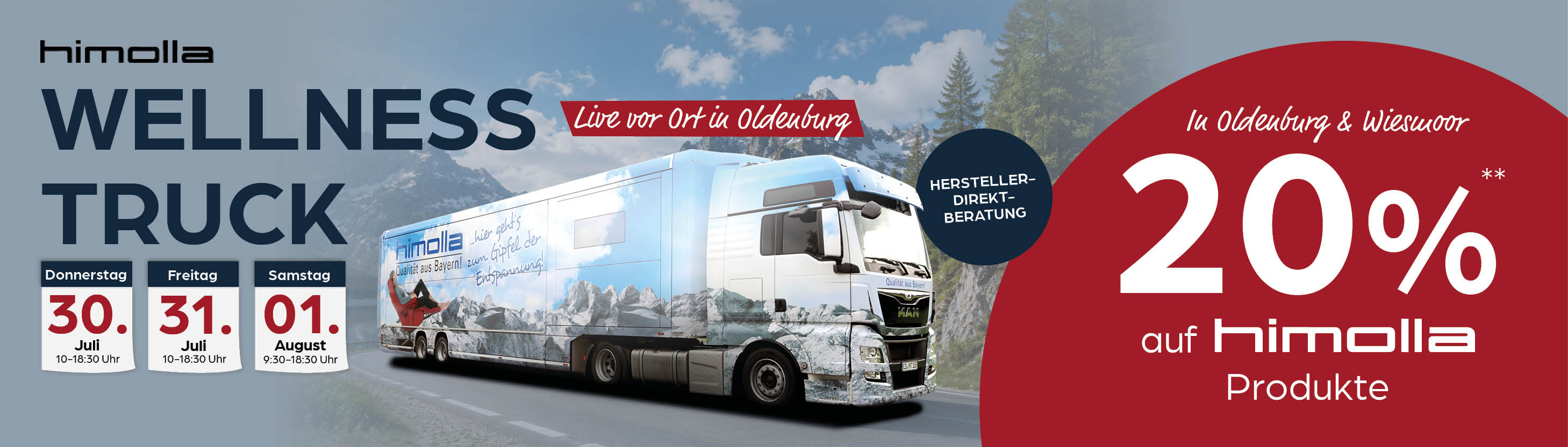 Wellness Truck, Lastwagen, Auflieger, Fahrzeugwerbung, 20 Prozent
