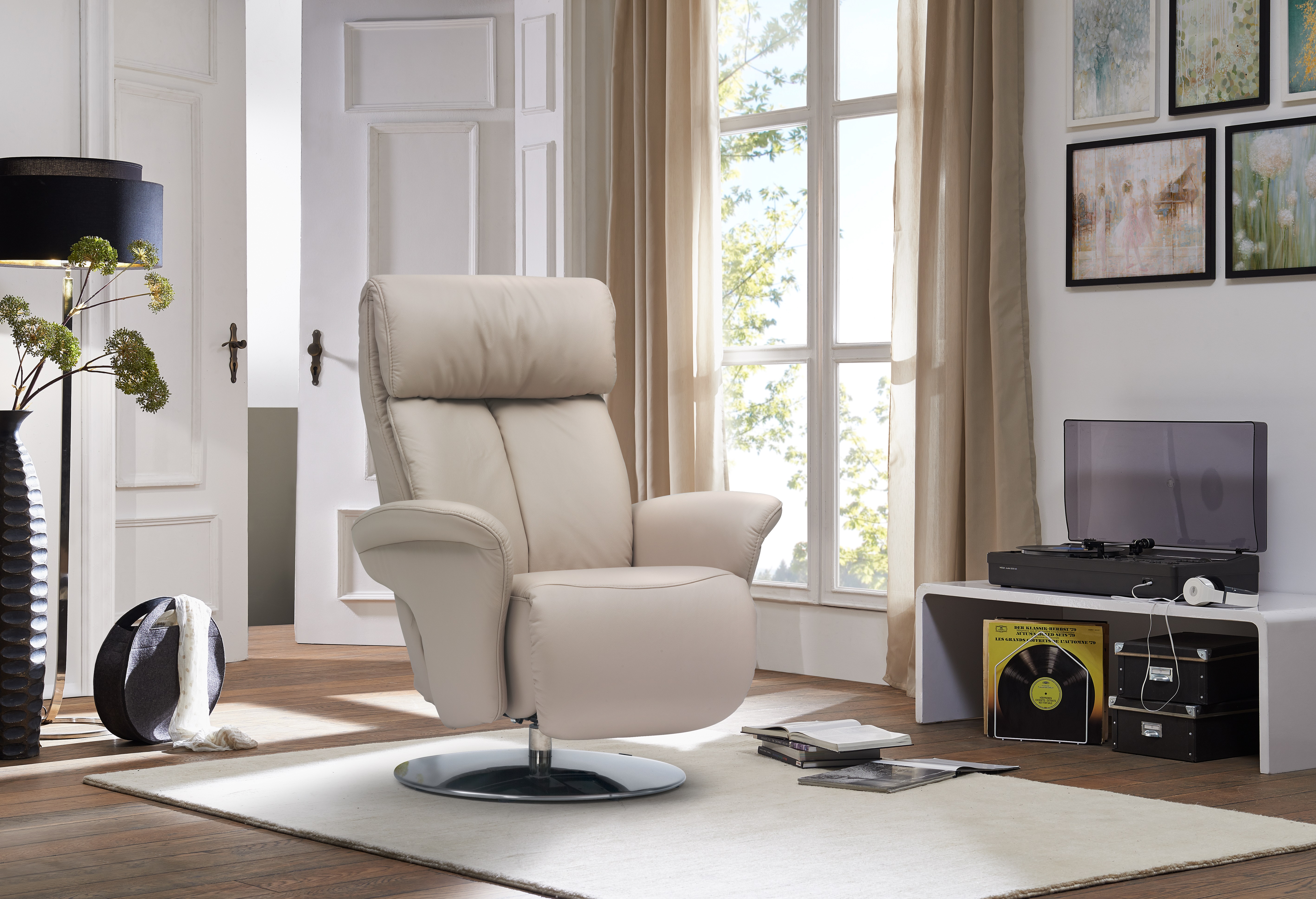 Himolla TV-Sessel XS EASY SWING in Leder Longlife Marmor