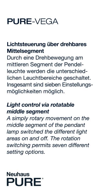 Paul Neuhaus LED-Pendelleuchte PURE VEGA 4-flammig in Farbe messing matt, Seite, Text, Werbung, Plakat