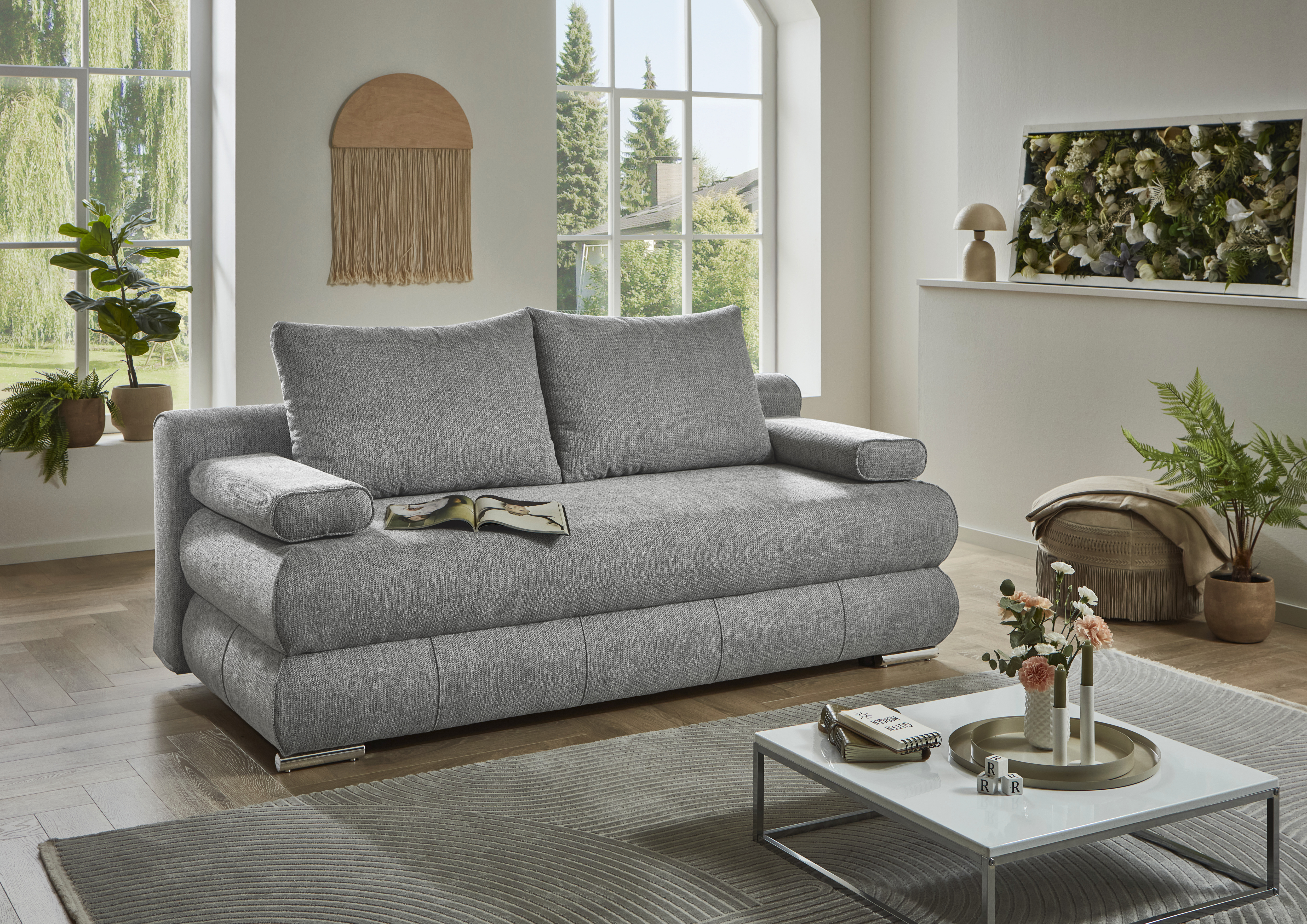 Sun Garden Verwandlungssofa BORNA ca. B199 H95 T97 cm in Stoff 50530-720 silber