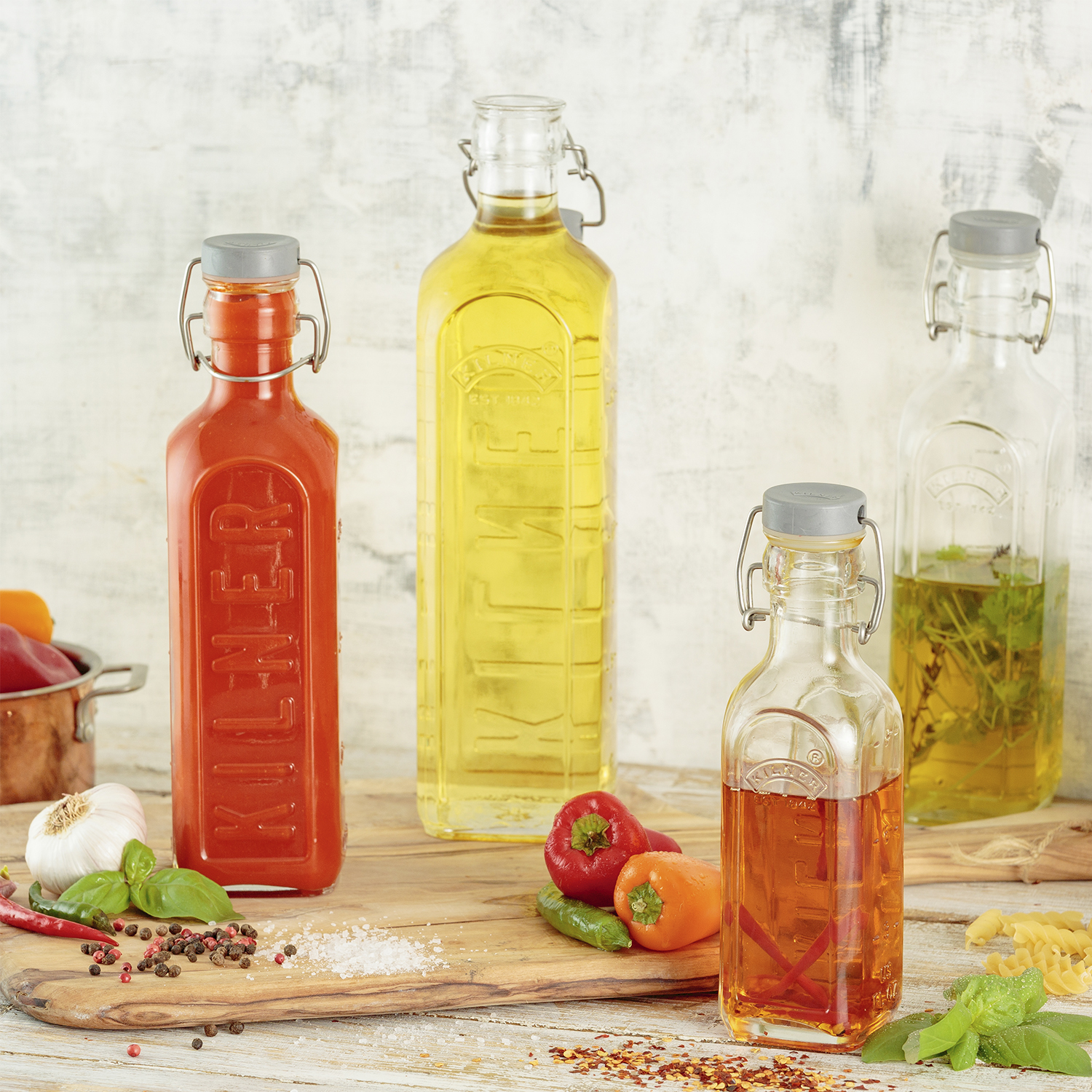 Profino Glasflasche mit Bügelverschluß, eckig, 1 Liter