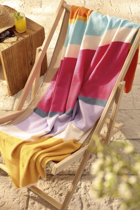 Biederlack Decke ca. 130x170cm in Farbe Nizza Stripe Biederlack Decke ca. 130x170cm in Farbe Nizza Stripe, Strandkorb, Strandtuch, Wolldecke, Bunte Streifen, Sommerdeko