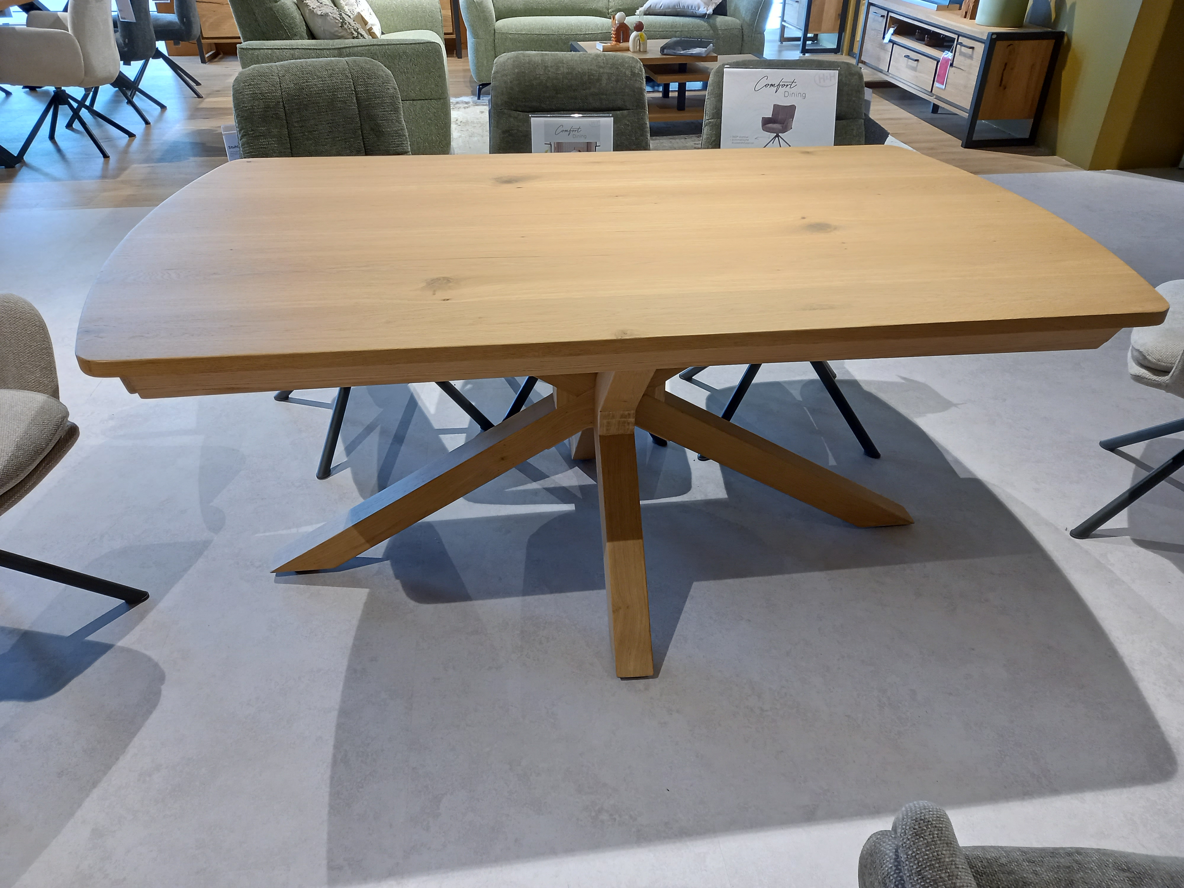 Henders & Hazel Ausziehtisch NYON ca. B100 H77 T170 cm in Eiche natur Platinlack, Esstisch, Holztisch, Eiche, Naturholz, Sternfuß