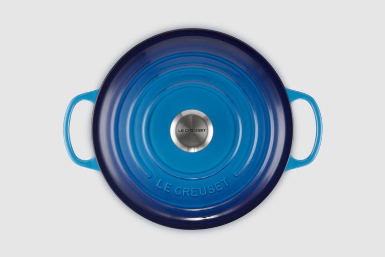 Le Creuset Bräter Sig 28cm SIG in Farbe Azure Le Creuset Bräter Sig 28cm Azure Rund
