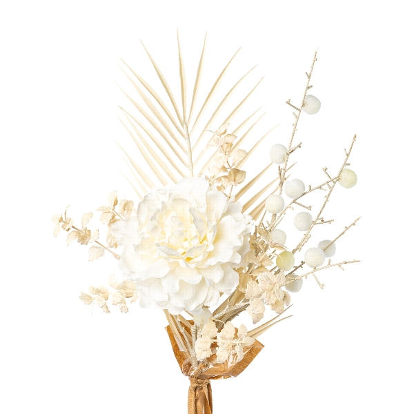 Peonienmix-Bund 58cm SONJA in Beige, Blumenstrauß, Trockenblumen, Künstlich, Beige, Weiß