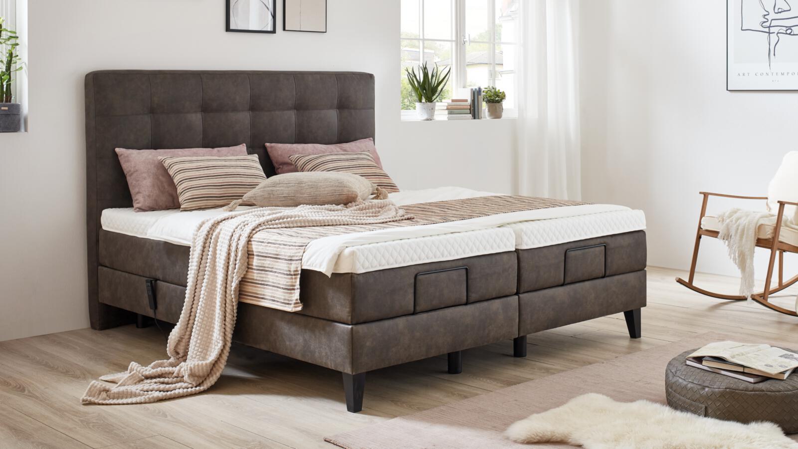 Fey Boxspringbett 7-KARAT-AVANTGARDE ca. 180x200cm in Farbe Resort braun, Innenarchitektur, Mobiliar, Dekoration für Zuhause, Kissen, Bett